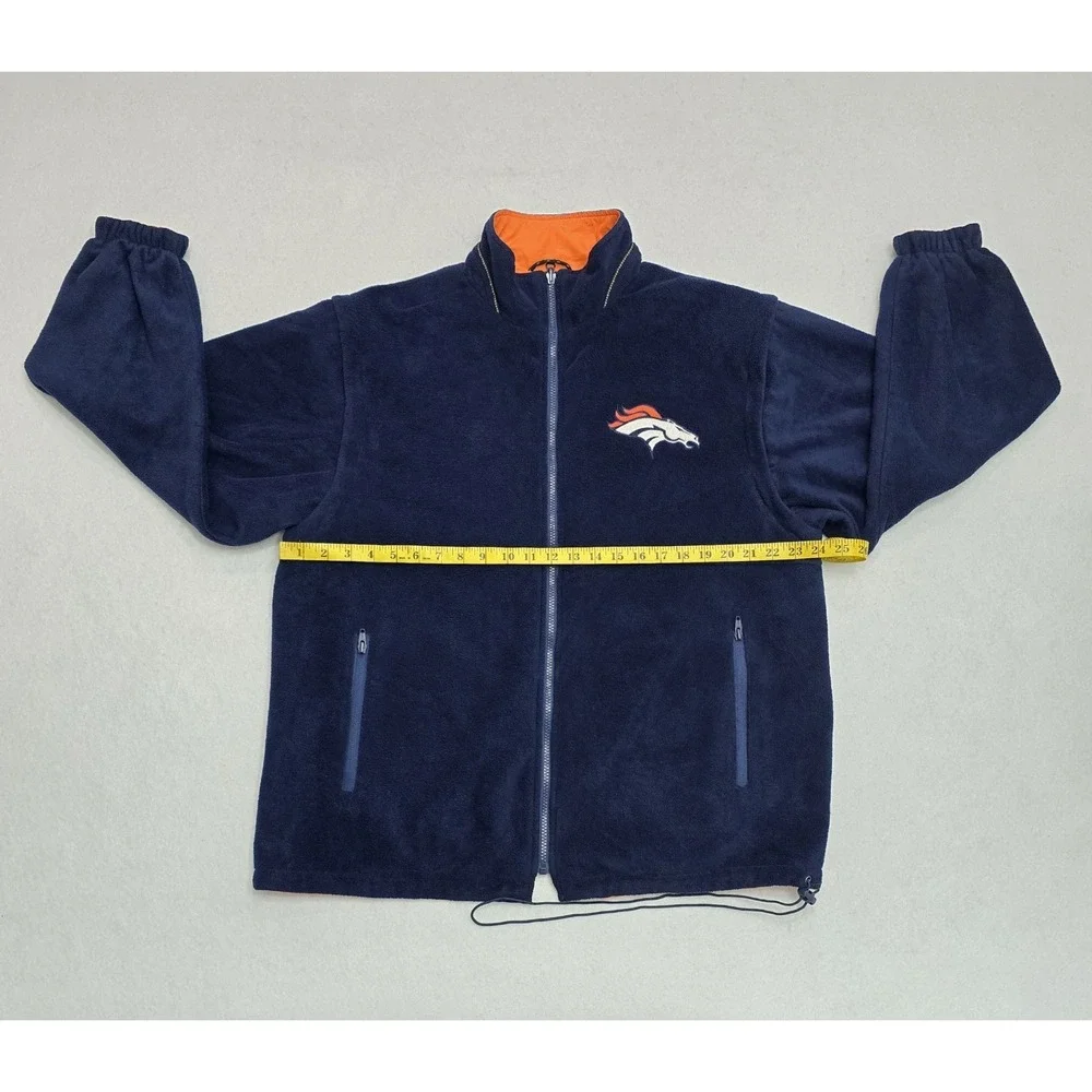 Denver Broncos Reversible Jacket Vest Zip Off Sleeves Navy Orange Mens XL